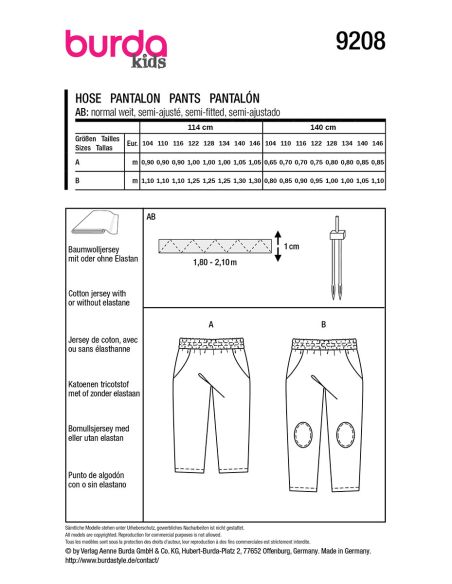 Molde de calça - Burda 9208