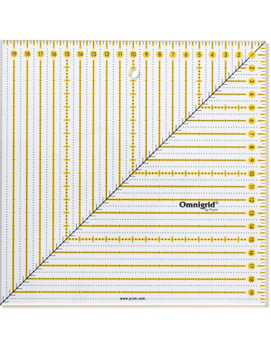 Régua de patchwork Omnigrid quadrada 20 x 20 cm