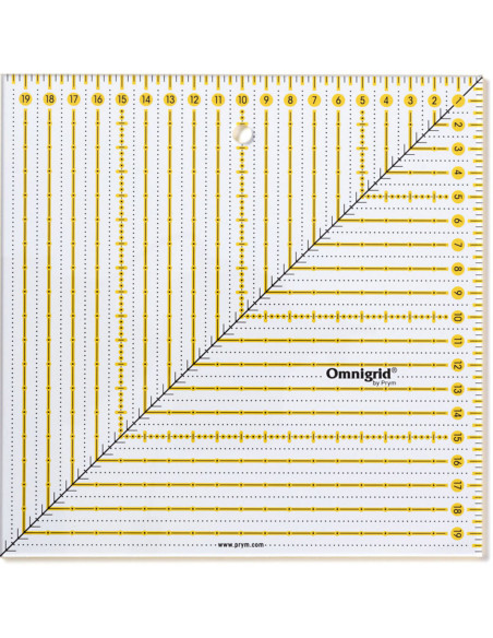 Régua de patchwork Omnigrid quadrada 20 x 20 cm