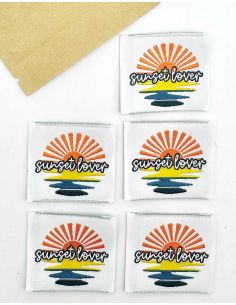 Conjunto de 5 etiquetas tecidas para costurar Sunset Lover 2
