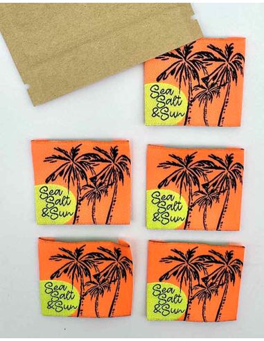 Conjunto de 5 etiquetas tecidas para costurar Sea Salt & Sun