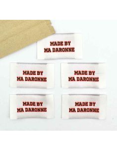 Conjunto de 5 etiquetas tecidas para costurar By My Daronne - Laranja fluorescente e cáqui 2