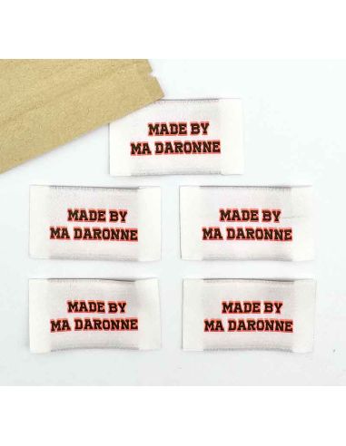 Conjunto de 5 etiquetas tecidas para costurar By My Daronne - Laranja fluorescente e cáqui