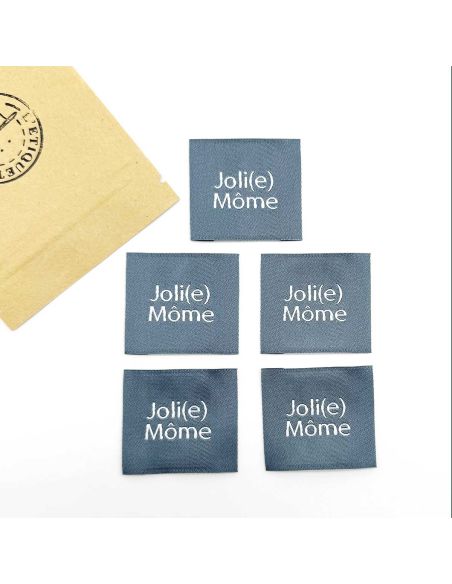 Conjunto de 5 etiquetas tecidas para costurar Joli Môme cinza