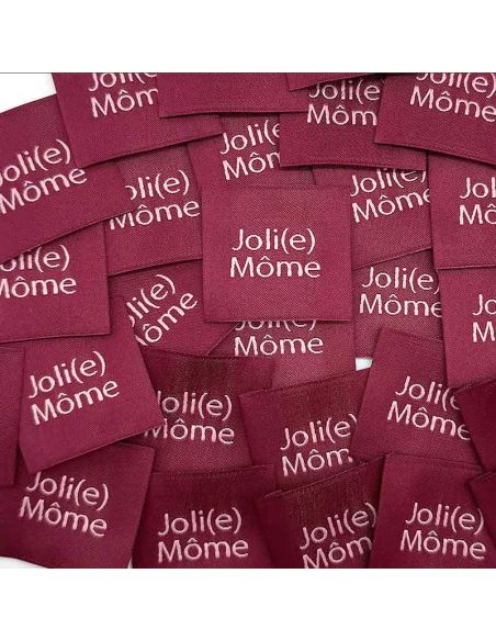 Conjunto de 5 etiquetas tecidas para costurar Joli Môme bordô
