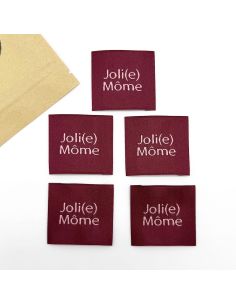 Conjunto de 5 etiquetas tecidas para costurar Joli Môme bordô 2