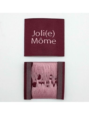 Conjunto de 5 etiquetas tecidas para costurar Joli Môme bordô