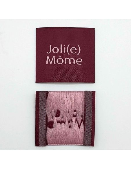 Conjunto de 5 etiquetas tecidas para costurar Joli Môme bordô