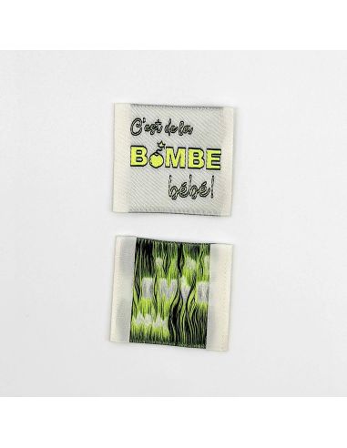 Conjunto de 5 etiquetas tecidas para costurar É uma bomba Bebê!