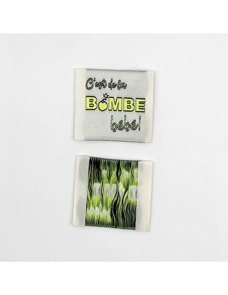 Conjunto de 5 etiquetas tecidas para costurar É uma bomba Bebê!