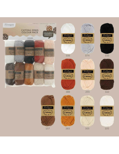 Pacote de 10 novelos Scheepjes Catona Colour Pack - Cookies