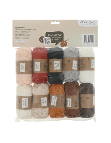 Pacote de 10 novelos Scheepjes Catona Colour Pack - Cookies
