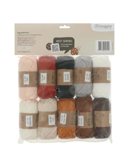 Pacote de 10 novelos Scheepjes Catona Colour Pack - Cookies