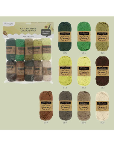 Pacote de 10 novelos Scheepjes Catona Colour Pack - Avocado Toast