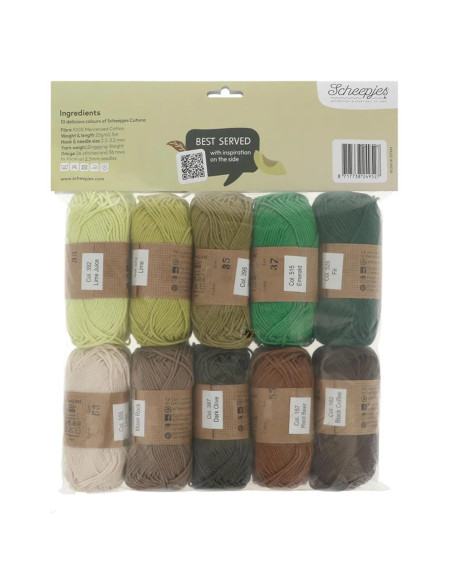 Pacote de 10 novelos Scheepjes Catona Colour Pack - Avocado Toast