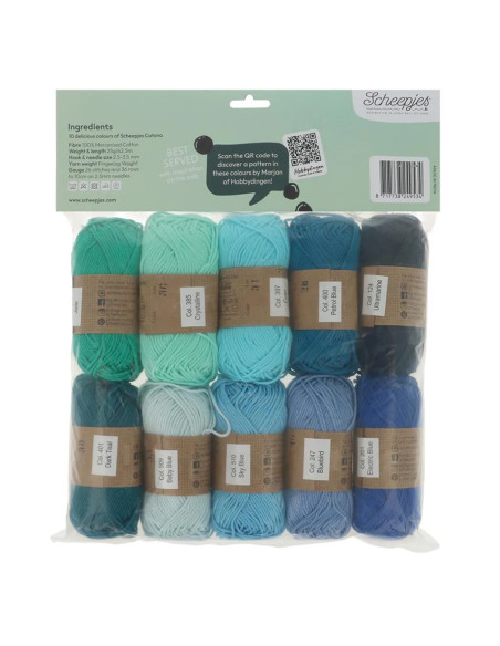 Pacote de 10 novelos Scheepjes Catona Colour Pack - Blueberry Fizz