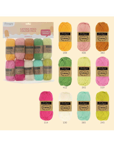 Pacote de 10 novelos Scheepjes Catona Colour Pack - Creamsicle