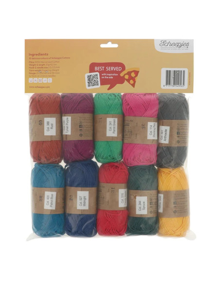 Pacote de 10 novelos Scheepjes Catona Colour Pack - Pizza pie