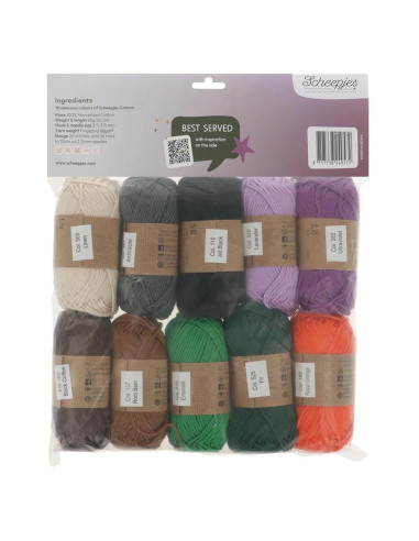 Pacote de 10 novelos Scheepjes Catona Colour Pack - Midnight feast