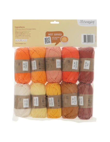 Pacote de 10 novelos Scheepjes Catona Colour Pack - Crème brûlée