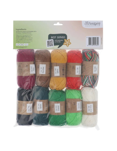 Pacote de 10 novelos Scheepjes Catona Colour Pack - Natal