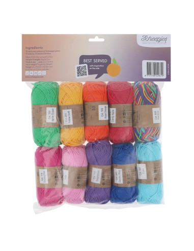 Pacote de 10 novelos Scheepjes Catona Colour Pack - Fruit Platter
