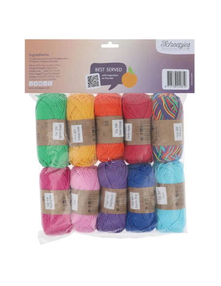 Pacote de 10 novelos Scheepjes Catona Colour Pack - Fruit Platter
