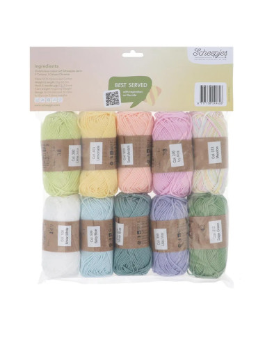 Pacote de 10 novelos Scheepjes Catona Colour Pack - Mistura Marshmallow