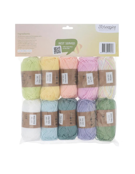 Pacote de 10 novelos Scheepjes Catona Colour Pack - Mistura Marshmallow