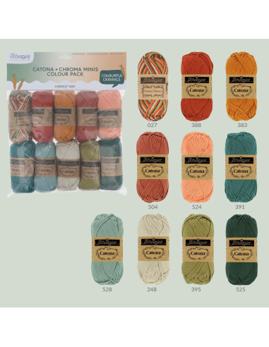Pacote de 10 novelos Scheepjes Catona Colour Pack - Harvest tart