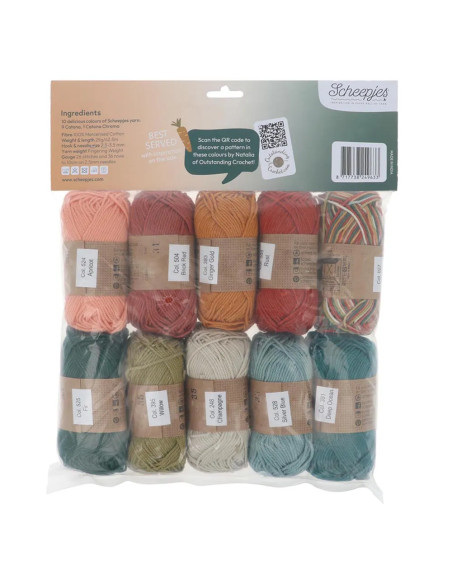 Pacote de 10 novelos Scheepjes Catona Colour Pack - Harvest tart