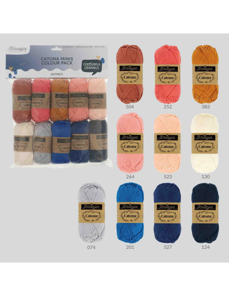 Pacote de 10 novelos Scheepjes Catona Colour Pack - Antipasti