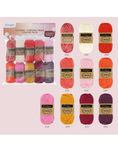 Pacote de 10 novelos Scheepjes Catona Colour Pack - Summer sherbet