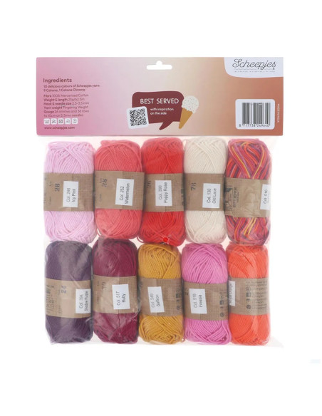Pacote de 10 novelos Scheepjes Catona Colour Pack - Summer sherbet