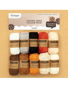 Pacote de 10 novelos Scheepjes Catona Colour Pack - Cookies