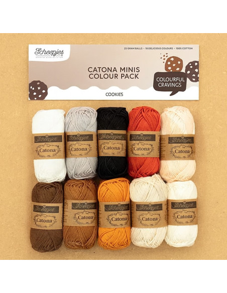Pacote de 10 novelos Scheepjes Catona Colour Pack - Cookies