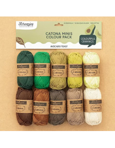 Pacote de 10 novelos Scheepjes Catona Colour Pack - Avocado Toast
