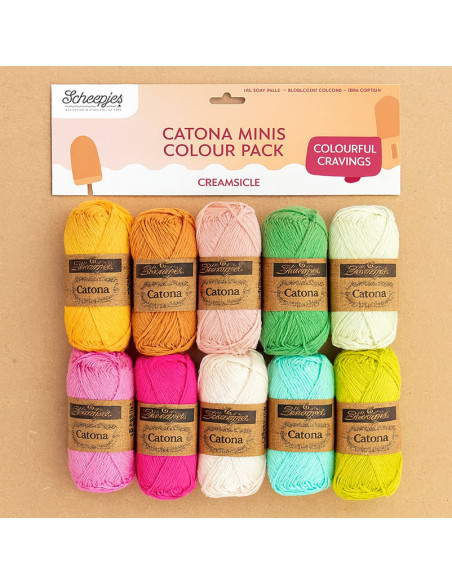 Pacote de 10 novelos Scheepjes Catona Colour Pack - Creamsicle