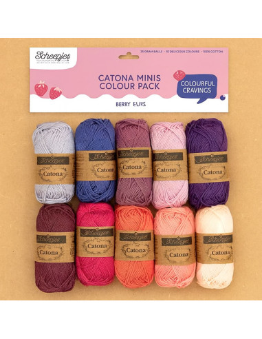 Pacote de 10 novelos Scheepjes Catona Colour Pack - Berry Bliss