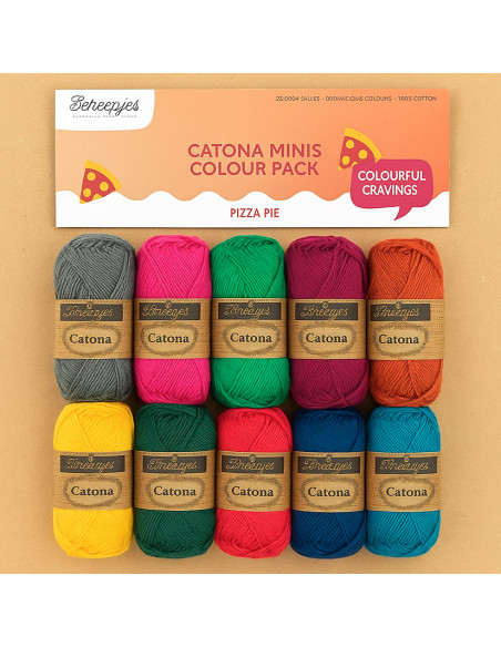 Pacote de 10 novelos Scheepjes Catona Colour Pack - Pizza pie
