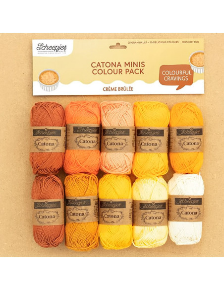 Pacote de 10 novelos Scheepjes Catona Colour Pack - Crème brûlée