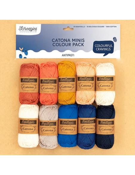 Pacote de 10 novelos Scheepjes Catona Colour Pack - Antipasti
