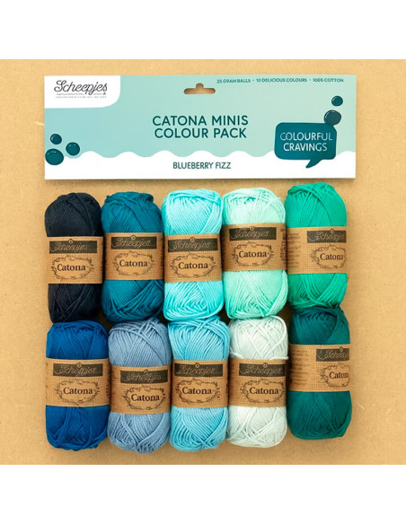 Pacote de 10 novelos Scheepjes Catona Colour Pack - Blueberry Fizz