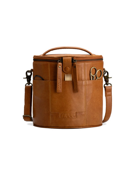 Sac de rangement en cuir pour le tricot Muud Grace - Whisky