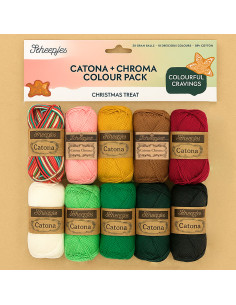 Pacote de 10 novelos Scheepjes Catona Colour Pack - Natal
