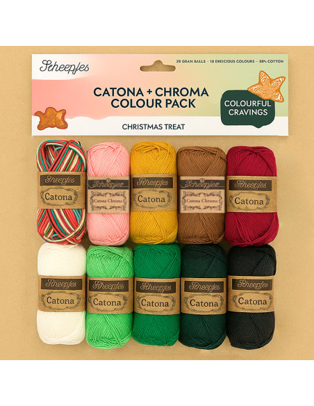 Pacote de 10 novelos Scheepjes Catona Colour Pack - Natal