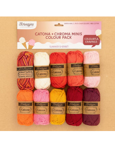 Pacote de 10 novelos Scheepjes Catona Colour Pack - Summer sherbet