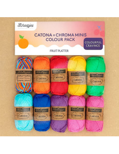 Pacote de 10 novelos Scheepjes Catona Colour Pack - Fruit Platter