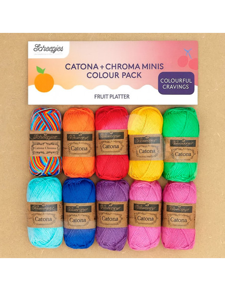 Pacote de 10 novelos Scheepjes Catona Colour Pack - Fruit Platter