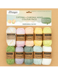 Pacote de 10 novelos Scheepjes Catona Colour Pack - Mistura Marshmallow